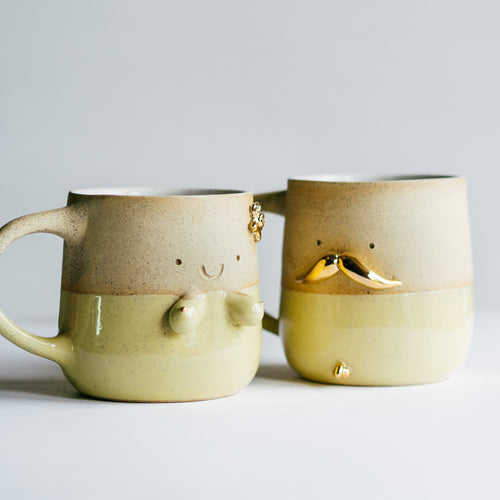 Mr Mo and Miss Sunshine - couple cups (yellow)