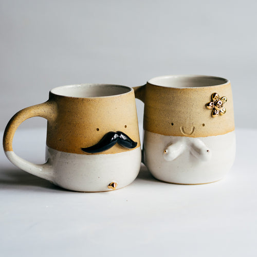 Mr Mo and Miss Sunshine - couple cups (WHITE)
