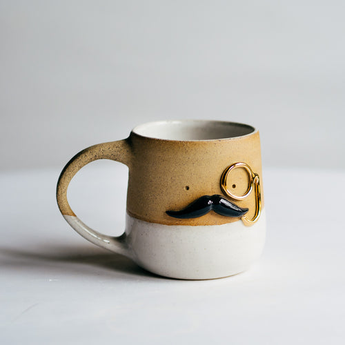 Mr Mo-nocle cup - White/Gold no.1