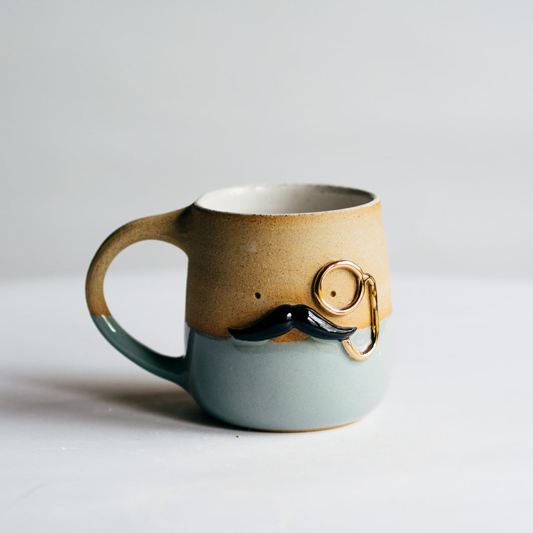 Mr Mo-nocle cup - Grey/Gold