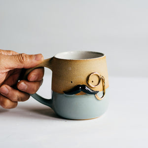 Mr Mo-nocle cup - Grey/Gold