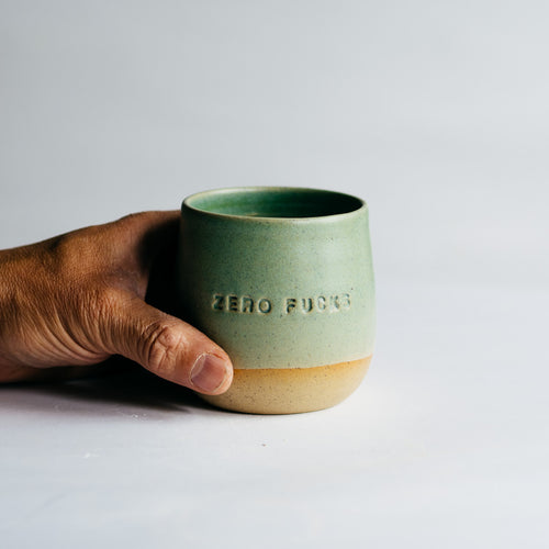 Zero Fucks tumbler - jade green