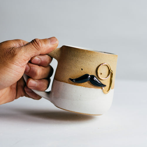 Mr Mo-nocle cup - White/Gold no.2