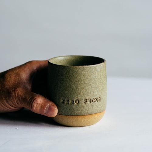 Zero Fucks tumbler - matte sage