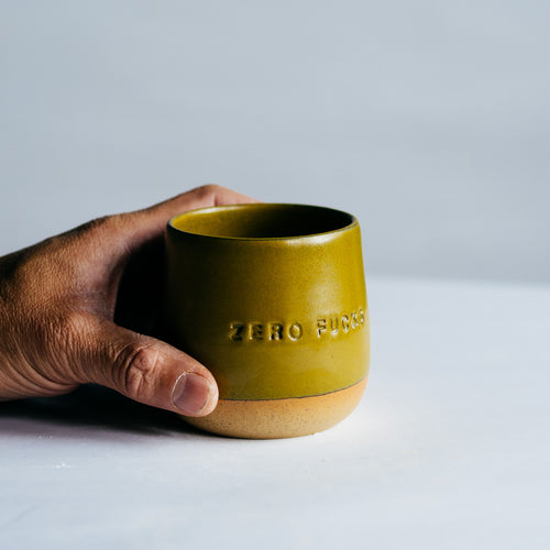 Zero Fucks tumbler - mustard